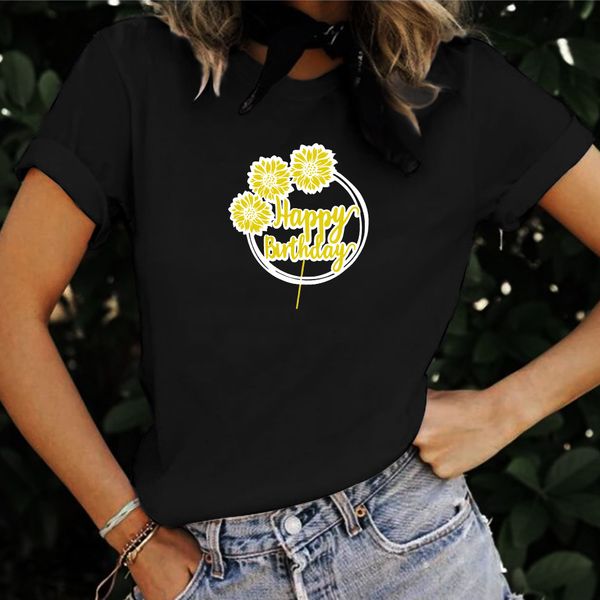 lh20532 summer happybuthday sunflower print all-match casual round neck short-sleeved t-shirt student cotton bottoming shirt, White
lh20532 summer happybuthday sunflower print all-match casual round neck short-sleeved t-shirt student cotton bottoming shirt, White