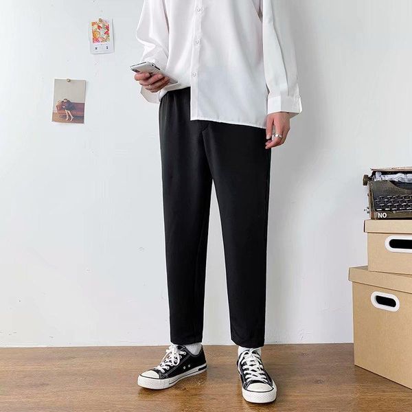 men's pants falling feeling small trousers loose straight tube korean trend nine-point ins hong kong wind autumn, Black
men's pants falling feeling small trousers loose straight tube korean trend nine-point ins hong kong wind autumn, Black