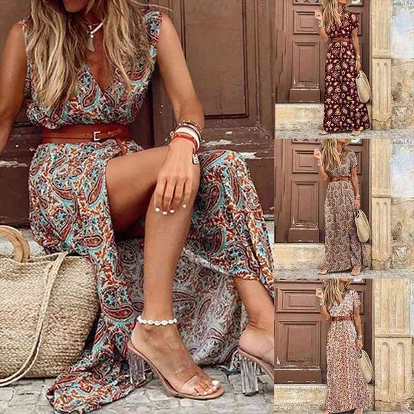 women long dress summer v-neck short sleeve belted maxi dress boho party ladies bohemian beach holiday sundress, Black;gray
women long dress summer v-neck short sleeve belted maxi dress boho party ladies bohemian beach holiday sundress, Black;gray