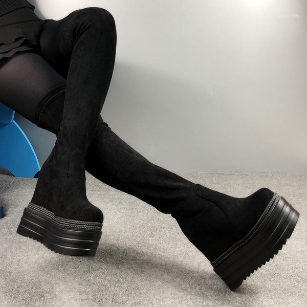 boots long 2021 super high heel women's 13cm wedges tube thick sole within increased over-the-knee1, Black
boots long 2021 super high heel women's 13cm wedges tube thick sole within increased over-the-knee1, Black