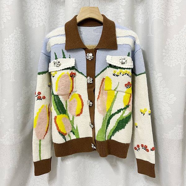 1226 2021 milan style spring summer brand same style sweater print long sleeve lapel new cardigan women clothes xue, White;black
1226 2021 milan style spring summer brand same style sweater print long sleeve lapel new cardigan women clothes xue, White;black