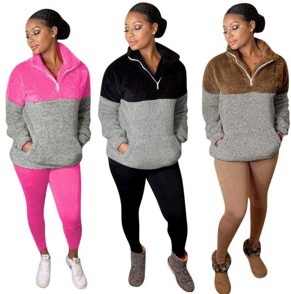 womens designer 2 piece pants tracksuits zip neck panelled sports loungewear long sleeve pullover slim coral fleece bodycon long pants, White
womens designer 2 piece pants tracksuits zip neck panelled sports loungewear long sleeve pullover slim coral fleece bodycon long pants, White