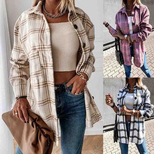 2021 autumn winter women 4color plaid print long coat jacket pocket casual warm overcoat loose fashion outwear, Black;brown
2021 autumn winter women 4color plaid print long coat jacket pocket casual warm overcoat loose fashion outwear, Black;brown