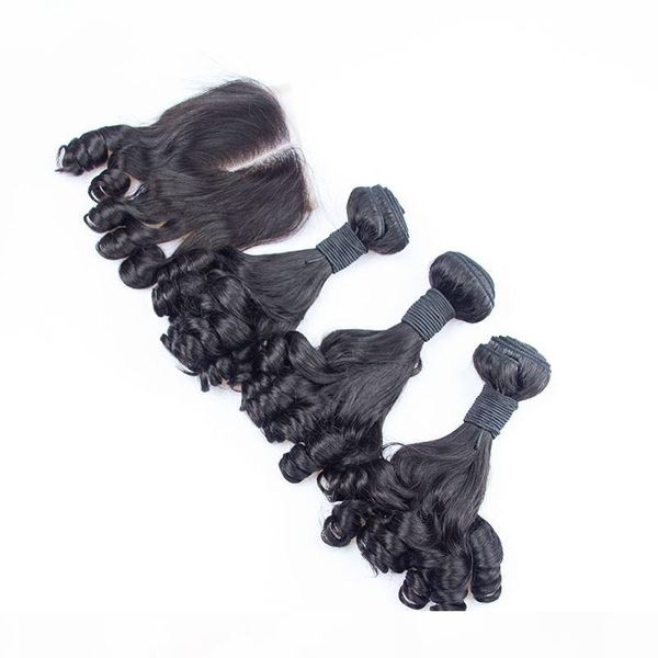 aunty funmi virgin indian human hair weaves with 4x4 lace closure 4pcs lot romance curls funmi hair 3bundles with closure middle part, Black
aunty funmi virgin indian human hair weaves with 4x4 lace closure 4pcs lot romance curls funmi hair 3bundles with closure middle part, Black