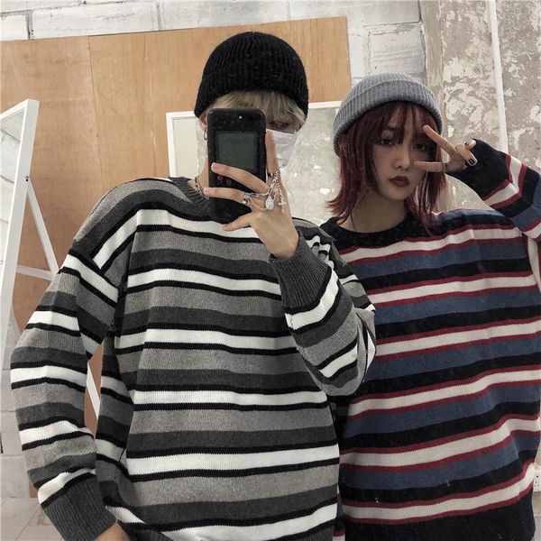 korean striped sweater men's warmth fashion retro casual knitted pullover men clothes wild loose couple knitting sweaters s-2xl, White;black
korean striped sweater men's warmth fashion retro casual knitted pullover men clothes wild loose couple knitting sweaters s-2xl, White;black