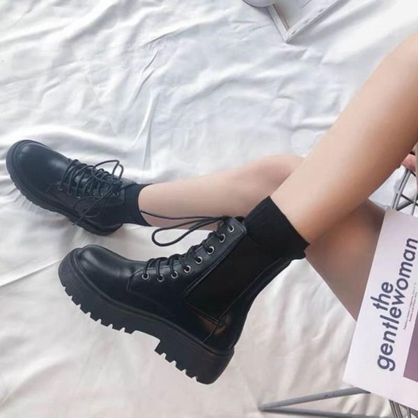 women ankle boots autumn shoes fashion matte bright light ladies thick bottom round toe lace-up woman platform shoes ankle boots, Black
women ankle boots autumn shoes fashion matte bright light ladies thick bottom round toe lace-up woman platform shoes ankle boots, Black
