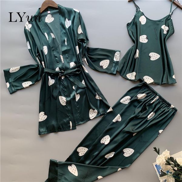 lyun pajamas women spring and autumn printed long-sleeved artificial silk home service three-piece suit can be worn outside t200429, Black;red
lyun pajamas women spring and autumn printed long-sleeved artificial silk home service three-piece suit can be worn outside t200429, Black;red