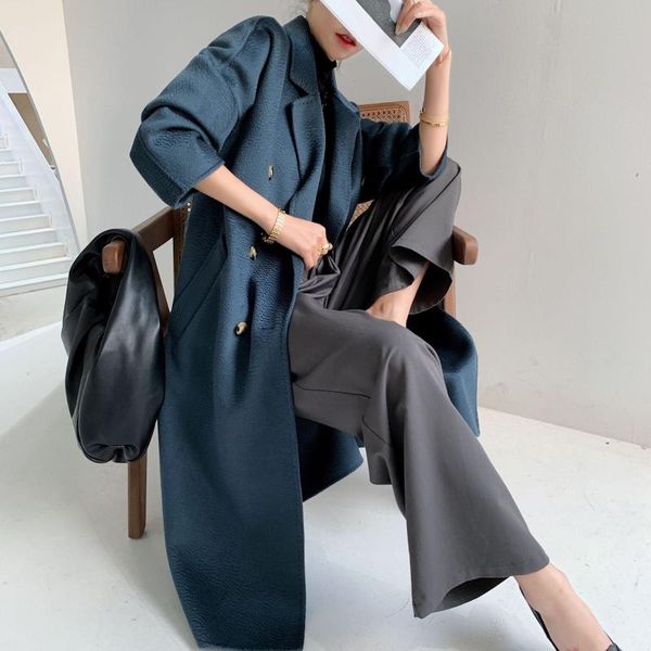 2020 new double faced woolen coat pure color water wave pattern wool coat medium long woolen for women, Black
2020 new double faced woolen coat pure color water wave pattern wool coat medium long woolen for women, Black