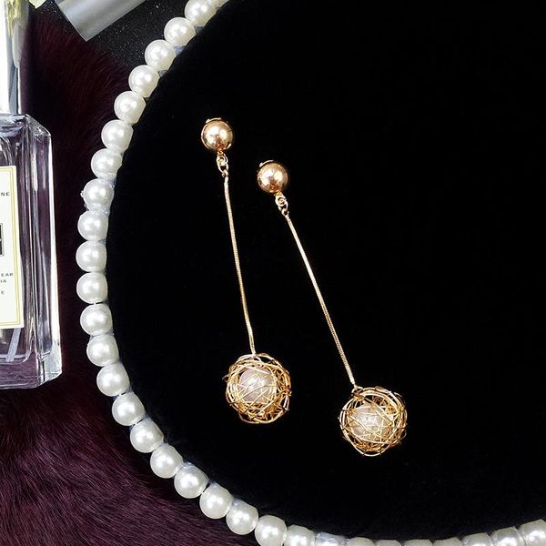 dangle & chandelier lubov gold color metal knitted ball long chain drop earrings imitation pearl punk style women party jewelry 2021, Silver
dangle & chandelier lubov gold color metal knitted ball long chain drop earrings imitation pearl punk style women party jewelry 2021, Silver