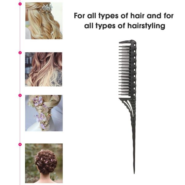 3-row teeth teasing comb detangling brush rat tail comb adding volume back coming hairdressing combs w9100, Silver
3-row teeth teasing comb detangling brush rat tail comb adding volume back coming hairdressing combs w9100, Silver