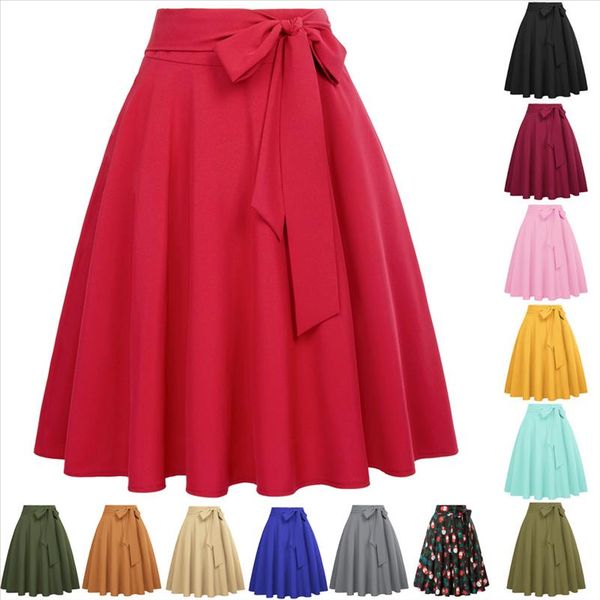 women skirts summer solid color high waist self tie bow knot embellished a line skirt retro casual knee length new, Black
women skirts summer solid color high waist self tie bow knot embellished a line skirt retro casual knee length new, Black