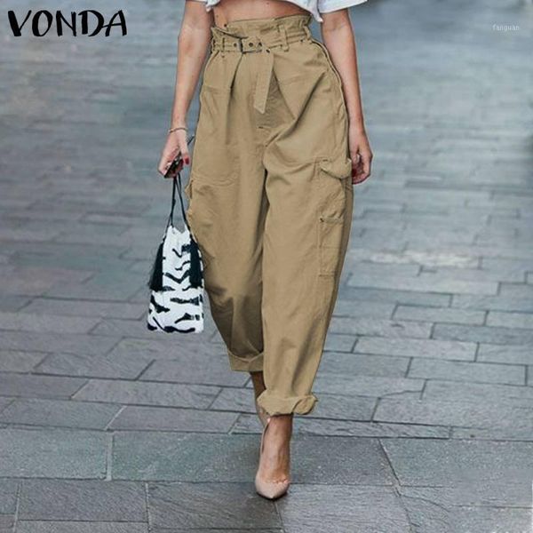 women long pants vonda 2020 casual high waist belted multi pocketed trousers loose solid color long palazzo pants plus size 5xl1, Black;white
women long pants vonda 2020 casual high waist belted multi pocketed trousers loose solid color long palazzo pants plus size 5xl1, Black;white