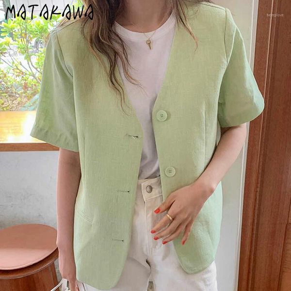 matakawa mint green summer suit womens jacket v-neck three-button loose coat thin casual short sleeve casaco feminino1, Black;brown
matakawa mint green summer suit womens jacket v-neck three-button loose coat thin casual short sleeve casaco feminino1, Black;brown