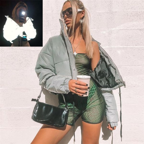 new winter fashion jacket reflective short keep warm coat long sleeve zipper female club party outerwear ladies, Black
new winter fashion jacket reflective short keep warm coat long sleeve zipper female club party outerwear ladies, Black