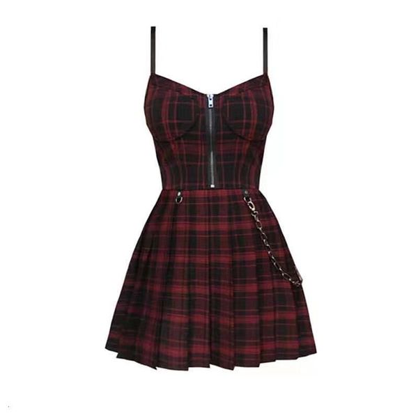 summer above knee mini 2021 gothic girls strap dress high waist zipper up pleated plaid vestidos women sleeveless short mini dresses, Black;gray
summer above knee mini 2021 gothic girls strap dress high waist zipper up pleated plaid vestidos women sleeveless short mini dresses, Black;gray