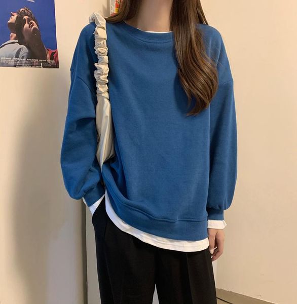 women's hoodies & sweatshirts 2021 autumn winter fashion solid loose o- neck fake two casual women female sweatshirt minimalist lazy wi, Black
women's hoodies & sweatshirts 2021 autumn winter fashion solid loose o- neck fake two casual women female sweatshirt minimalist lazy wi, Black