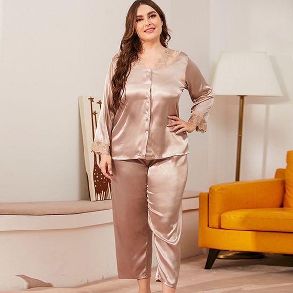 2021 new womne's autumn spring pyjamas plus size with lace sleepwear long sleeve v neck single breasted solid nightwear ladies 1ri6, Black;red
2021 new womne's autumn spring pyjamas plus size with lace sleepwear long sleeve v neck single breasted solid nightwear ladies 1ri6, Black;red
