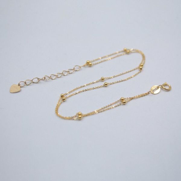 real 18k yellow gold bracelet women luck double o chain with mini beads bracelet 7.5inches 0.8-1g 1028, Black
real 18k yellow gold bracelet women luck double o chain with mini beads bracelet 7.5inches 0.8-1g 1028, Black