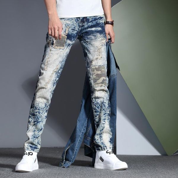 men's jeans nice spring korean version of the campus wind couple loose solid color casual trend fashion feet trousers hole gathering, Blue
men's jeans nice spring korean version of the campus wind couple loose solid color casual trend fashion feet trousers hole gathering, Blue