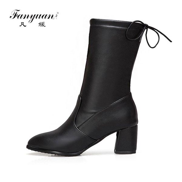 fanyuan winter solid lace-up women boots women plush warm boots square high heel mid-calf pointed toe knight, Black
fanyuan winter solid lace-up women boots women plush warm boots square high heel mid-calf pointed toe knight, Black