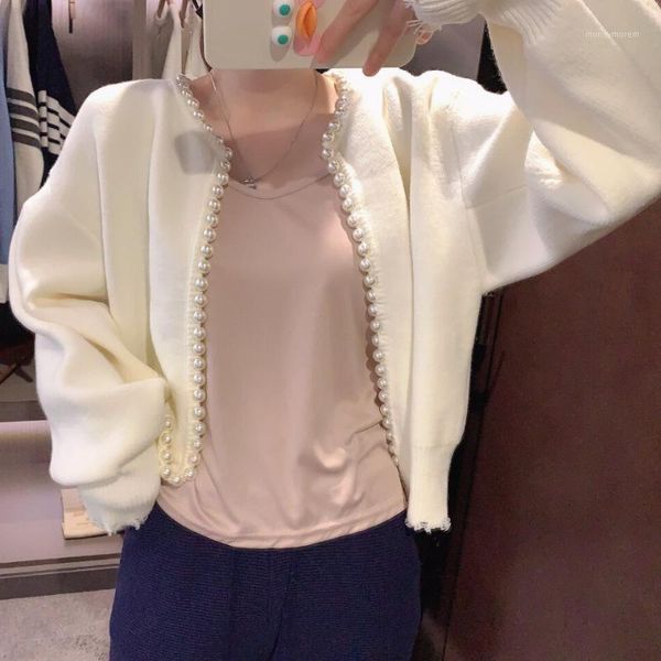 women's knits & tees 2021 autumn winter women's coat fashion beaded short sweater cardigan long sleeves sweaters1, White
women's knits & tees 2021 autumn winter women's coat fashion beaded short sweater cardigan long sleeves sweaters1, White