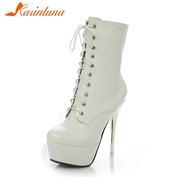 karin new fashion big size 40 women shoes thin high heels cross-tied platform round toe zipper solid autumn ankle boots, Black 
karin new fashion big size 40 women shoes thin high heels cross-tied platform round toe zipper solid autumn ankle boots, Black