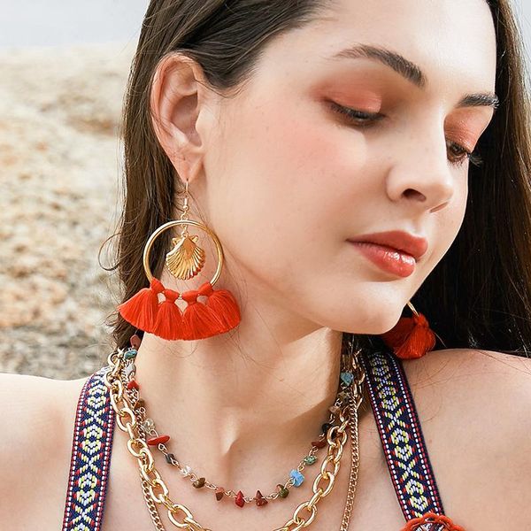 Original ethnic style cotton thread tassel earrings women alloy shell pendant earrings big circle fashion jewelry, Silver
Original ethnic style cotton thread tassel earrings women alloy shell pendant earrings big circle fashion jewelry, Silver
