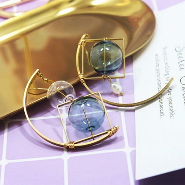 dangle & chandelier fashion asymmetric retro brass colored glass bubble exaggerated drop earring original design abstract handmade earrings, Silver 
dangle & chandelier fashion asymmetric retro brass colored glass bubble exaggerated drop earring original design abstract handmade earrings, Silver