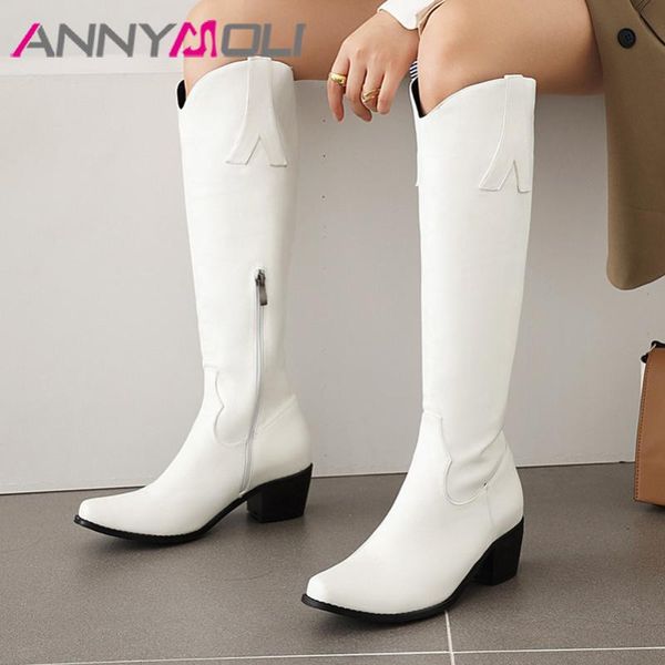 annymoli pointed toe knee high boots woman high heel western boots thick heel long zip female shoes autumn winter white 46, Black
annymoli pointed toe knee high boots woman high heel western boots thick heel long zip female shoes autumn winter white 46, Black