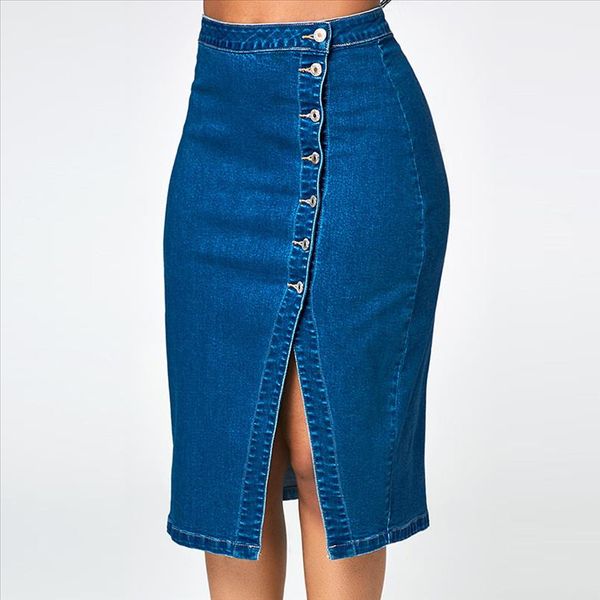 casual midi denim skirts womens elastic high waist knee length high split button pencil skirts blue jeans skirt jupe femme ropa, Black
casual midi denim skirts womens elastic high waist knee length high split button pencil skirts blue jeans skirt jupe femme ropa, Black
