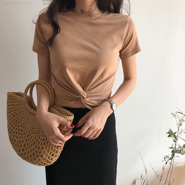 korean womens 2019 designer shirt new summer women o neck twist knot white short sleeve t shirts
korean womens 2019 designer shirt new summer women o neck twist knot white short sleeve t shirts
