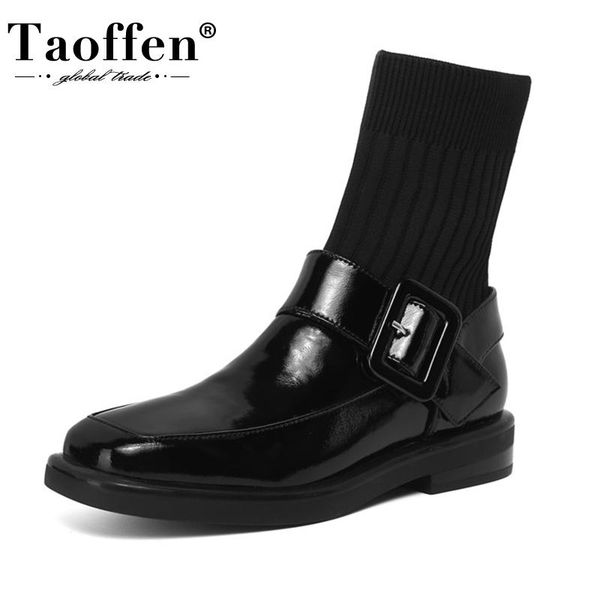 taoffen real leather women half short boots square toe boots women winter warm fashion footwear size 34-40, Black
taoffen real leather women half short boots square toe boots women winter warm fashion footwear size 34-40, Black