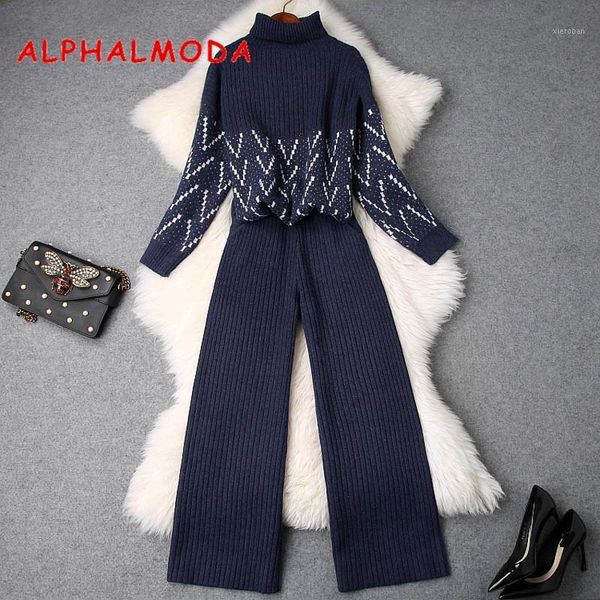alphalmoda 2021 winter turtle neck pullovers loose knitting sweater + wide-leg knit pants women 2pcs casual suit black blue1, White
alphalmoda 2021 winter turtle neck pullovers loose knitting sweater + wide-leg knit pants women 2pcs casual suit black blue1, White