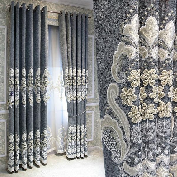 custom curtains european court embroidered high-end luxury gray cotton linen thick cloth blackout curtain tulle drapes b2661
custom curtains european court embroidered high-end luxury gray cotton linen thick cloth blackout curtain tulle drapes b2661