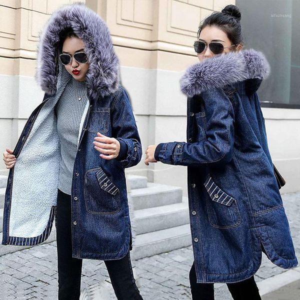 european ladies winter jeans jacket hooded big fur collar denim jacket female warm wool lining jean coat women large size 5xl1, Black;brown
european ladies winter jeans jacket hooded big fur collar denim jacket female warm wool lining jean coat women large size 5xl1, Black;brown