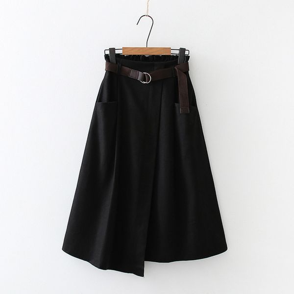 2020 new autumn winter solid color skirt with bekt women casual artistic pocket high waist slim irregular midi skirt for women q1209, Black
2020 new autumn winter solid color skirt with bekt women casual artistic pocket high waist slim irregular midi skirt for women q1209, Black