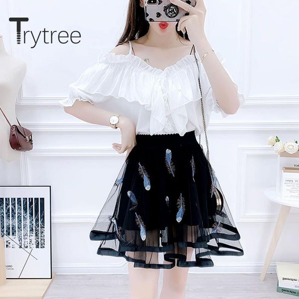 trytree summer two piece set casual ruffles strapless solid elegant + skirt mesh embroidery print fashion set 2 piece1, Gray
trytree summer two piece set casual ruffles strapless solid elegant + skirt mesh embroidery print fashion set 2 piece1, Gray