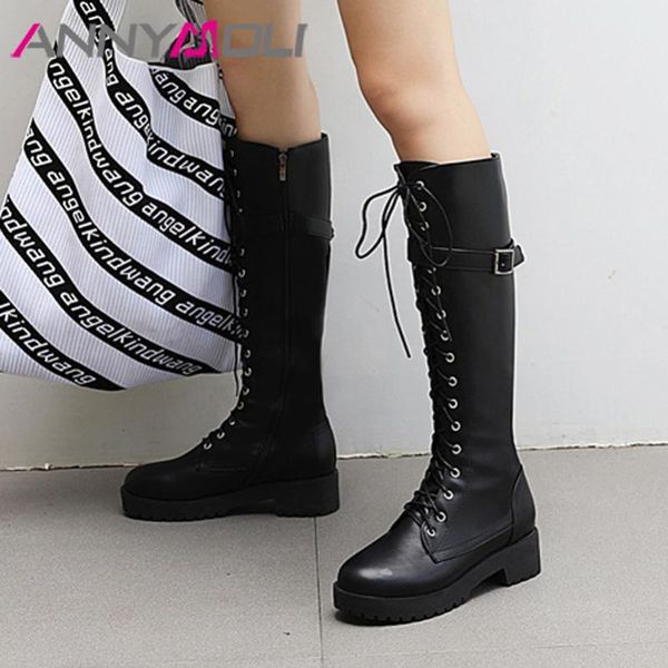 annymoli med heel motorcycle boots woman zip chunky heel knee high boots buckle long lace up female shoes autumn winter 43, Black
annymoli med heel motorcycle boots woman zip chunky heel knee high boots buckle long lace up female shoes autumn winter 43, Black