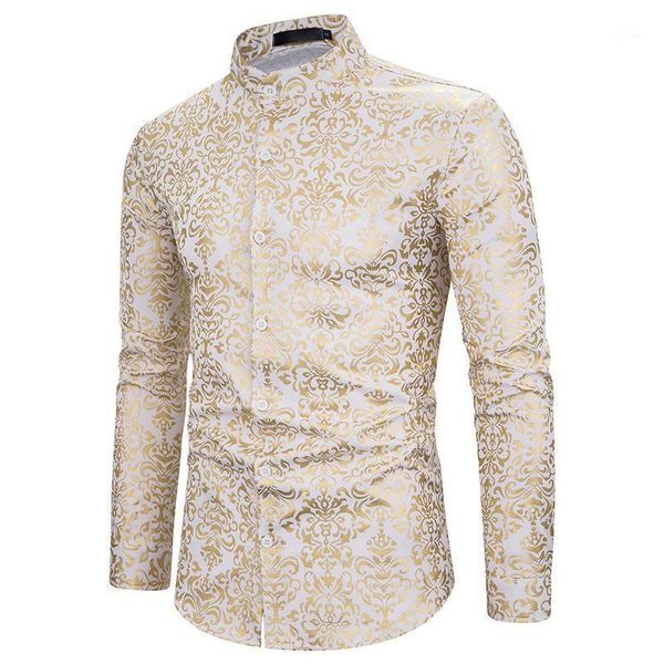 s-2xl us size men shirt long sleeve autumn streetwear fashion gold floral printed big mens shirts stand collar blouse male xxl1, White;black
s-2xl us size men shirt long sleeve autumn streetwear fashion gold floral printed big mens shirts stand collar blouse male xxl1, White;black