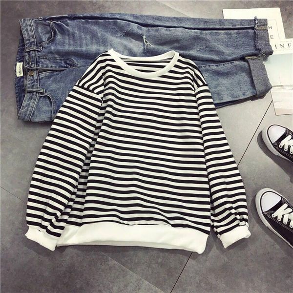 spring autumn korean sweet sweatshirts women casual loose o neck striped long sleeve hoodies female cute basic sweatshirt top, Black
spring autumn korean sweet sweatshirts women casual loose o neck striped long sleeve hoodies female cute basic sweatshirt top, Black