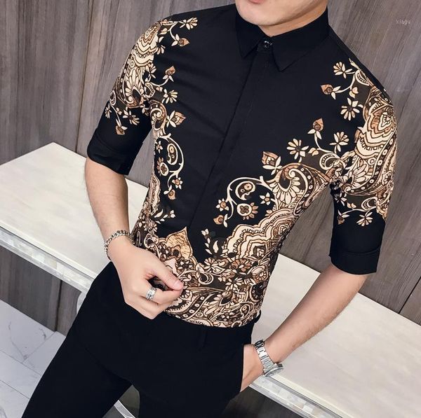 luxury gold black shirt men short sleeve slim fit casual shirt party club prom men 2020 korean camisa clothes1, White;black
luxury gold black shirt men short sleeve slim fit casual shirt party club prom men 2020 korean camisa clothes1, White;black