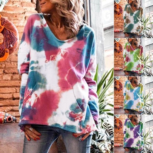 women's fashion v-neck loose casual tie dye print hooded long sleeve sweater1, Black
women's fashion v-neck loose casual tie dye print hooded long sleeve sweater1, Black