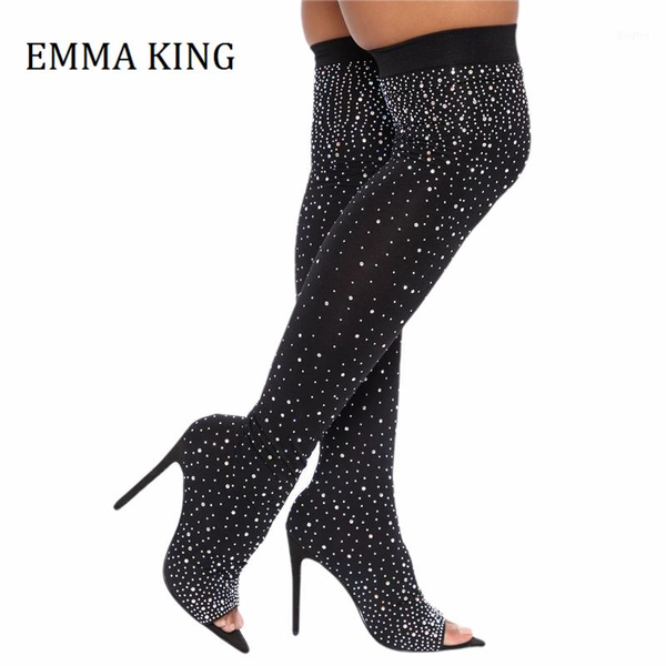 boots 2021 spring women rhinestone thigh high peep toe heel over the knee sock runway party shoes botas de mujer1, Black
boots 2021 spring women rhinestone thigh high peep toe heel over the knee sock runway party shoes botas de mujer1, Black