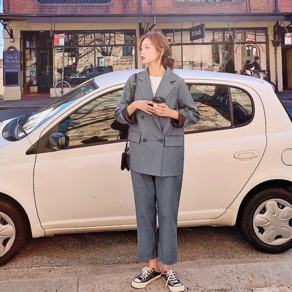 2020 early autumn suit women's school season women's student occupation jacket two piece korean jacket pgpnt, Gray
2020 early autumn suit women's school season women's student occupation jacket two piece korean jacket pgpnt, Gray