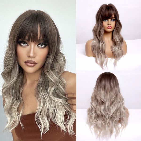 costume accessories easihair medium length brown to blonde ombre synthetic wigs women natural hair wigs with bangs wavy heat resistant cospl, Silver
costume accessories easihair medium length brown to blonde ombre synthetic wigs women natural hair wigs with bangs wavy heat resistant cospl, Silver