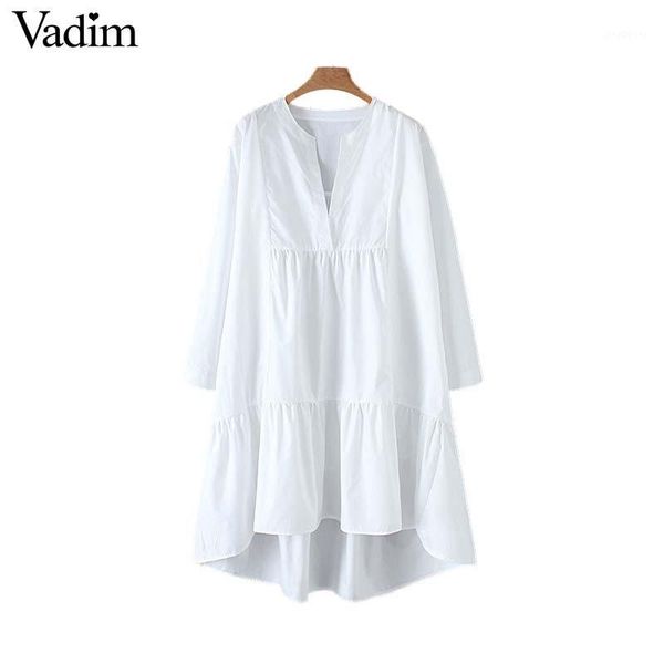 vadim women white loose dress v neck pleated irregular long sleeve female casual dresses solid chic straight vestidos qb5321, Black;gray
vadim women white loose dress v neck pleated irregular long sleeve female casual dresses solid chic straight vestidos qb5321, Black;gray