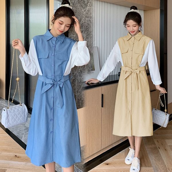 2020 new pregnant women's autumn dress french style splicing chiffon polo collar long short sleeve two wear dress o1xns, Black;gray
2020 new pregnant women's autumn dress french style splicing chiffon polo collar long short sleeve two wear dress o1xns, Black;gray