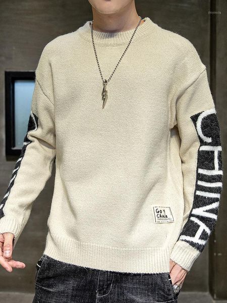 autumn new men's pullover round neck loose korean sweater casual long-sleeved wild sweater tide f1, White;black
autumn new men's pullover round neck loose korean sweater casual long-sleeved wild sweater tide f1, White;black