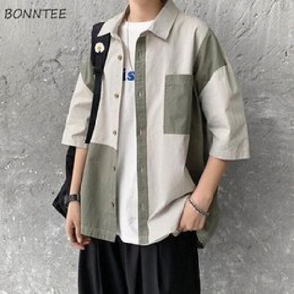men's casual shirts men summer patchwork all-match korean fashion streetwear chic loose vintage students clothing harajuku simple ins y, White;black
men's casual shirts men summer patchwork all-match korean fashion streetwear chic loose vintage students clothing harajuku simple ins y, White;black