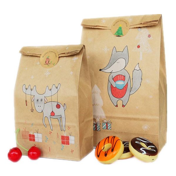 6/12pcs colorful deer kraft paper bags 15x6x26 12x6x21cm candy snack bread paper bag gift packing bags with christmas stickers
6/12pcs colorful deer kraft paper bags 15x6x26 12x6x21cm candy snack bread paper bag gift packing bags with christmas stickers